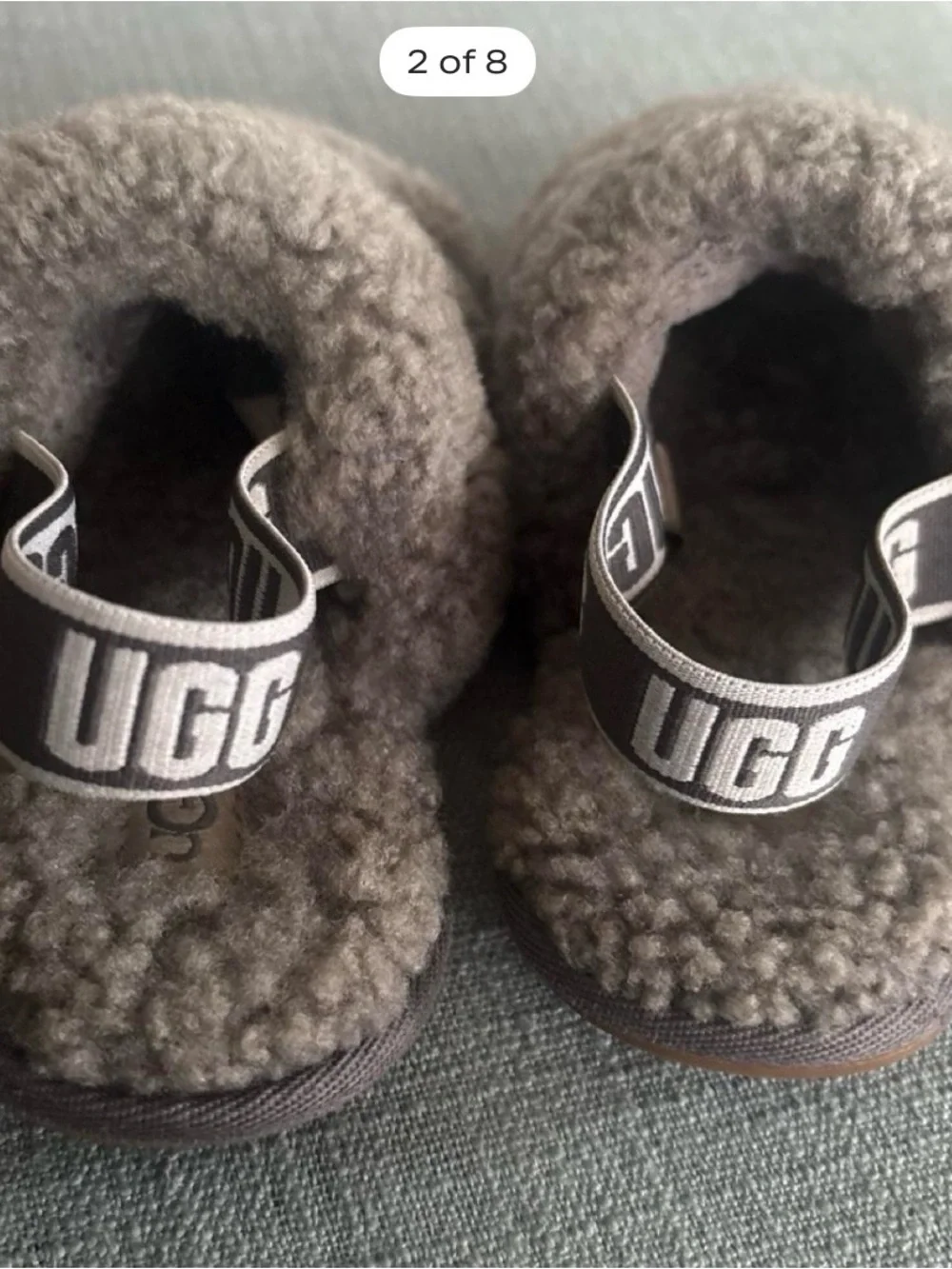 UGG Kids Brown Faux-Shearling Layered Strap Slippers